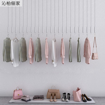 Clothing Store Ceiling Suspension Hanger Hanger Rings Upper Wall Clothing Display Rack Gold Silver Color Hanging Display Shelf