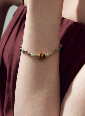 DINN DINN DESIGN度假系列虎眼美拉德手链编织天河石时尚气质串珠