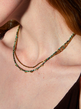 DINN DINN DESIGN度假系列小花花彩色珠珠双层项链高级感新款饰品