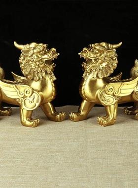 包邮铜貔貅摆件一对黄铜貔貅客厅收银台办公室家居礼品