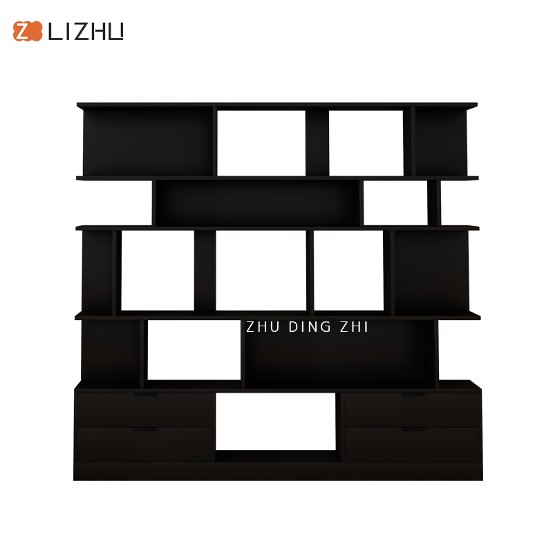 北欧黑色阅读书架落地一体靠墙整面墙书柜子客厅书房杂志架置物架 - 图3