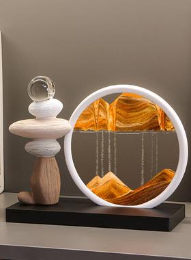 时来运转流沙画画摆件客厅电视柜酒柜玄关轻奢高档高级装饰品办公