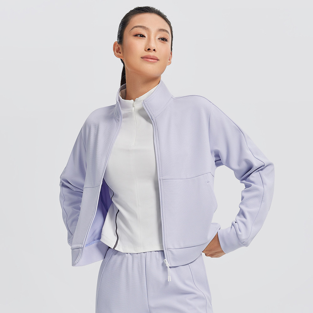 GYMANT肌肉蚂蚁冬季新款运动健身衣透气浅紫色女立领单层休闲外套,淘宝优惠券,粉丝福利购,淘宝优惠卷