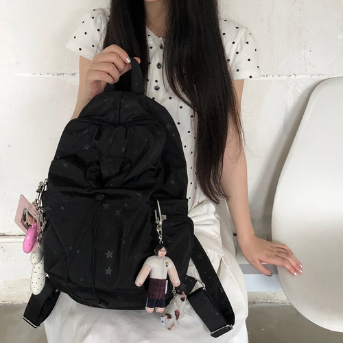 Unique blue韩系星星大容量书包防水背包学生便携通勤双肩包女 - 图2