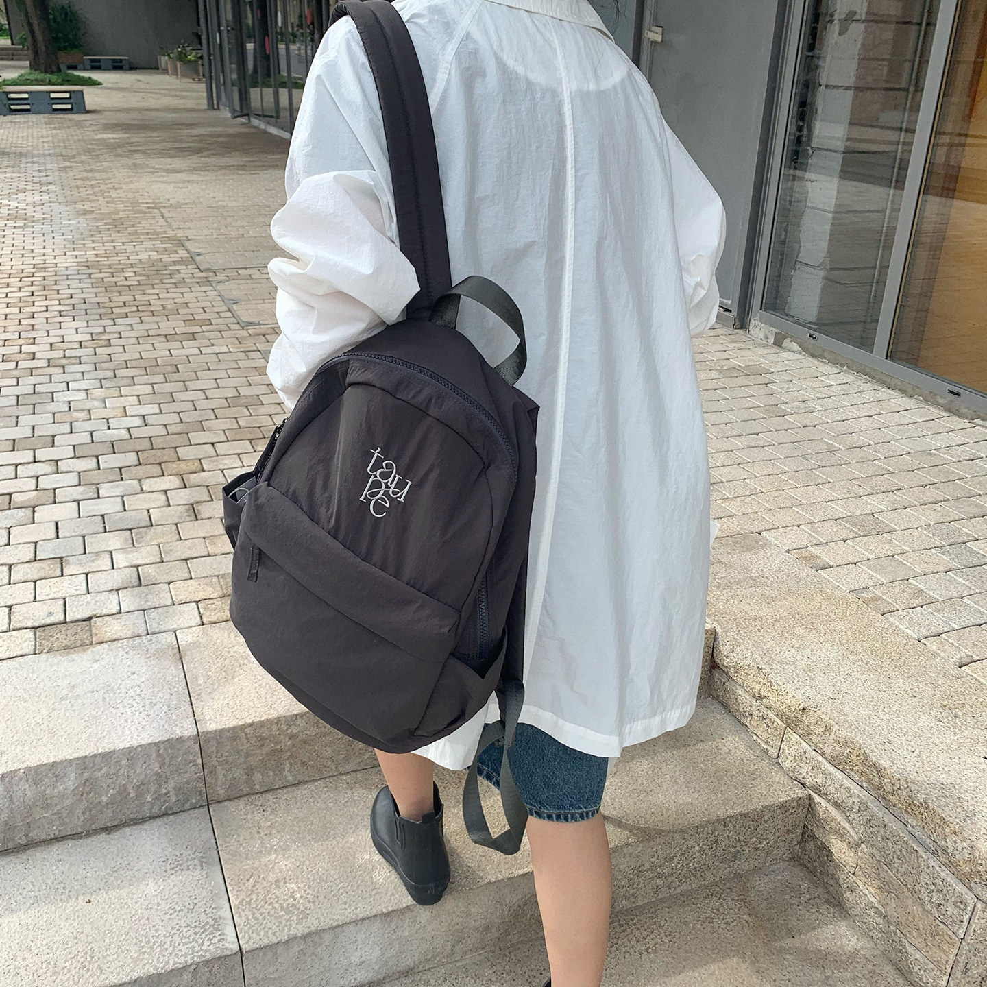 Unique blue原创尼龙防水大容量双肩包旅行学生韩系绣花书包日系,淘宝优惠券,粉丝福利购,淘宝优惠卷