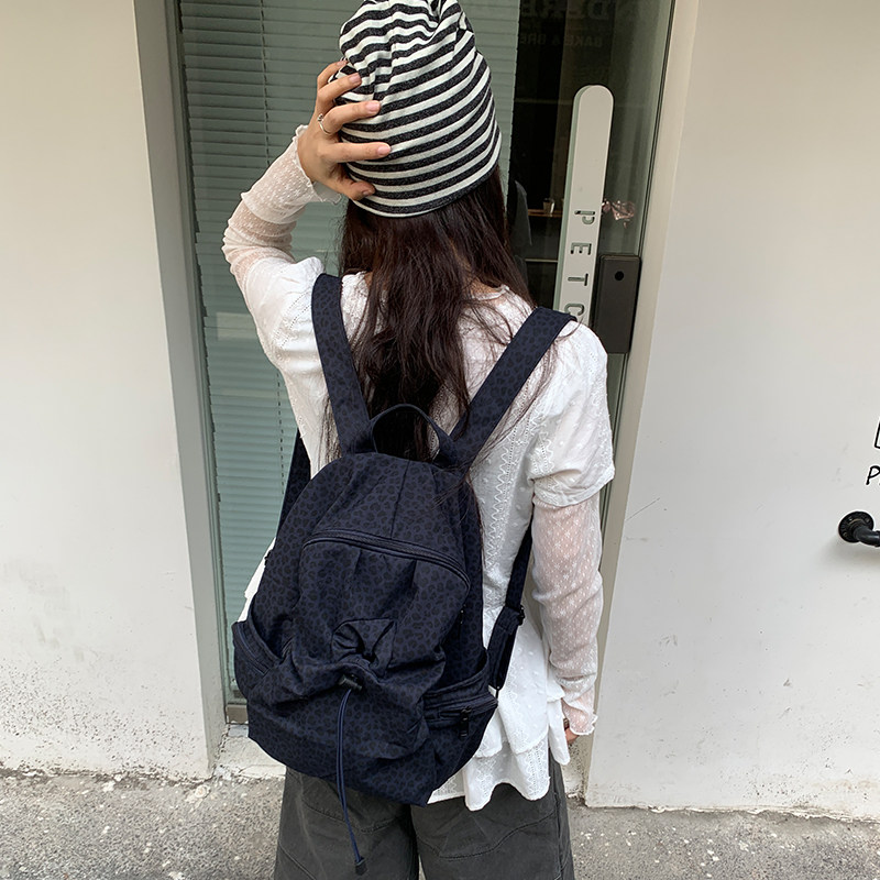 Unique blue 韩亚风豹纹学生旅游通勤电脑包背包百搭书包双肩包女,淘宝优惠券,粉丝福利购,淘宝优惠卷