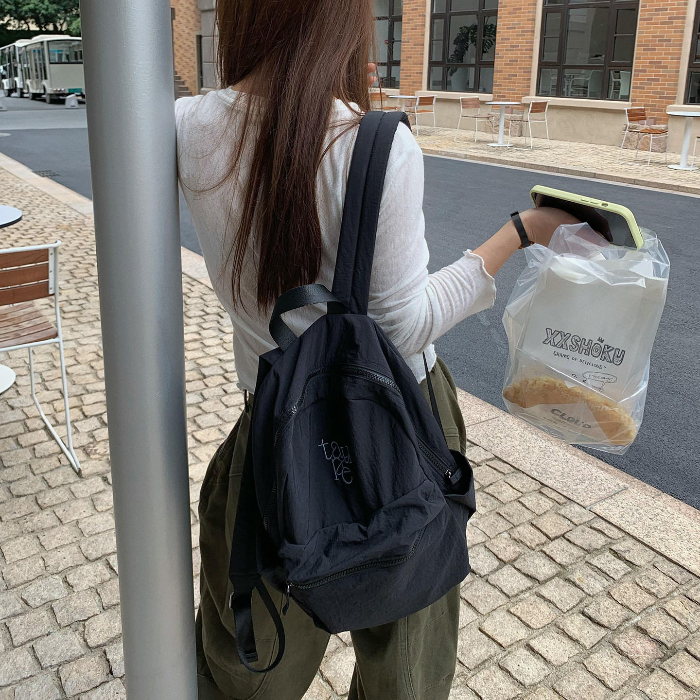 Unique blue原创尼龙防水大容量双肩包旅行学生韩系绣花书包日系,淘宝优惠券,粉丝福利购,淘宝优惠卷