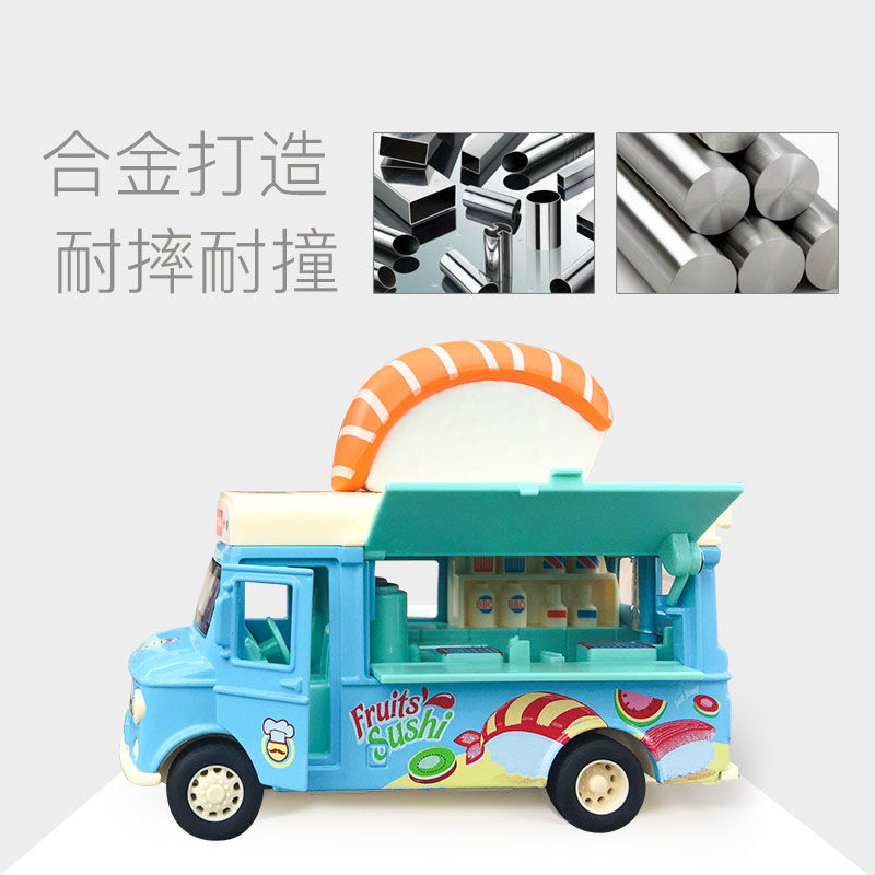 儿童冰淇淋玩具车女孩汉堡雪糕餐车合金厨房惯性汽车巴士过家家-图2