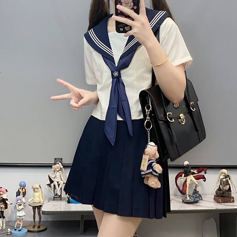 山茶与书jk制服原创正版长短袖基础款白三本中间服不良水手服套装