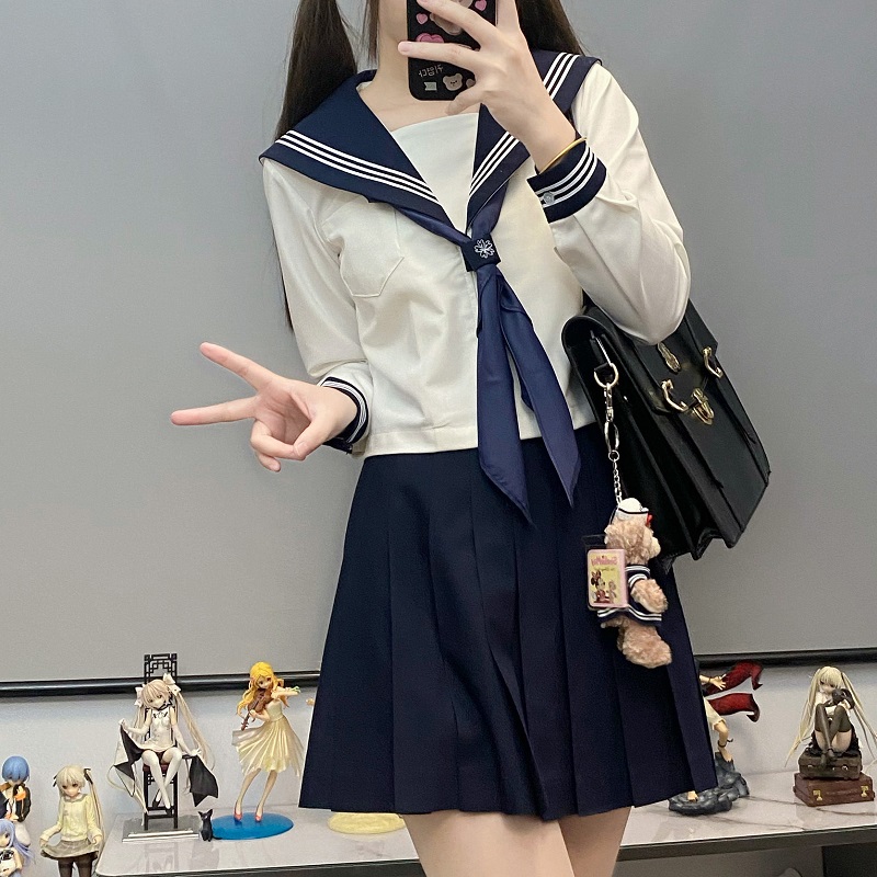 山茶与书jk制服原创正版长短袖基础款白三本中间服不良水手服套装