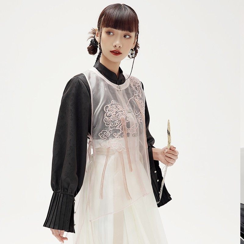 汉桃花原创汉服秋冬汉元素流苏马甲 汉桃花汉服