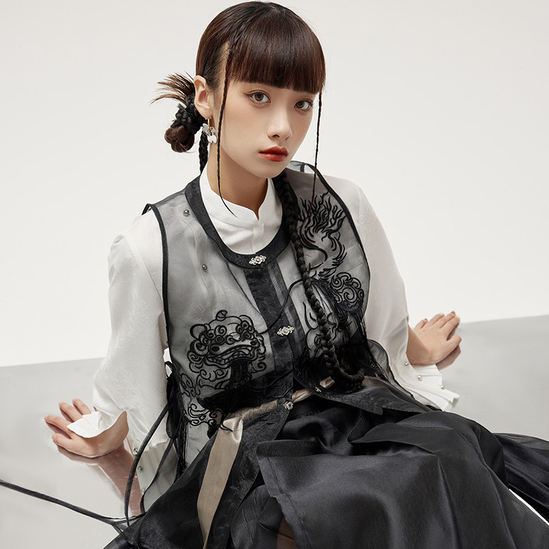 汉桃花原创汉服秋冬汉元素流苏马甲 汉桃花汉服