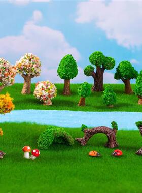 微景观彷真绿树花手工DIY材料场景装饰品配件多肉盆景迷你小摆件