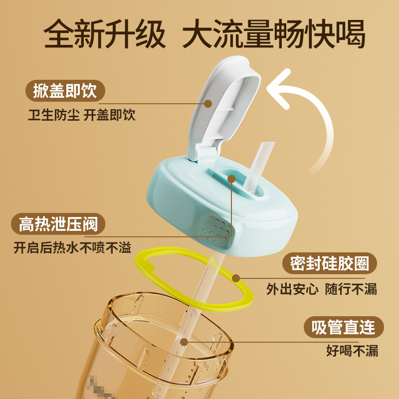 适配赫根吸管杯盖直饮水杯配件奶瓶转换头水杯盖翻盖hegen水杯头 - 图1