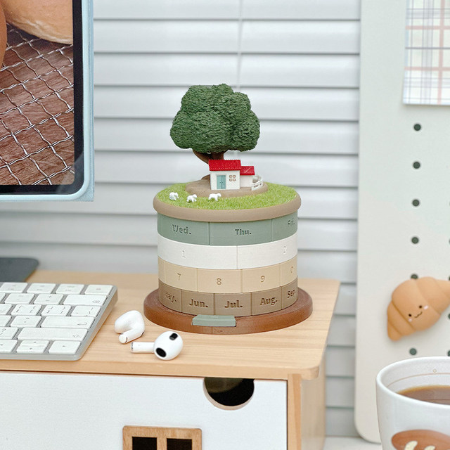Healing micro-landscape perpetual calendar ornament art storage box