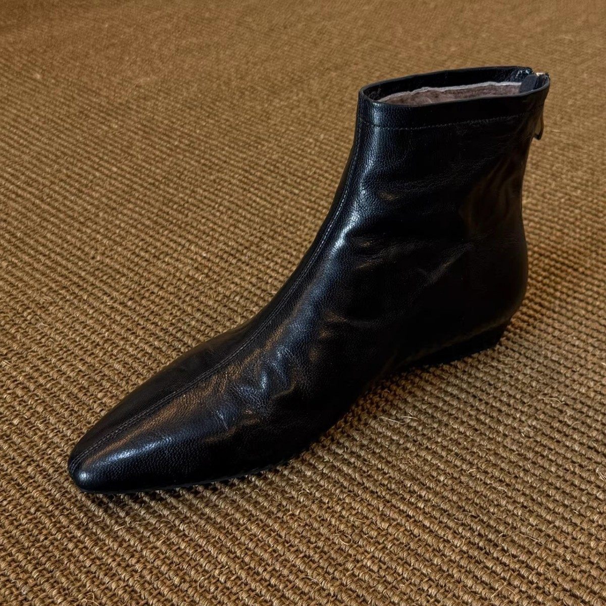 牛皮版~复古尖头内增高平底短靴女新款冬季简约马丁靴加绒棉靴,淘宝优惠券,粉丝福利购,淘宝优惠卷