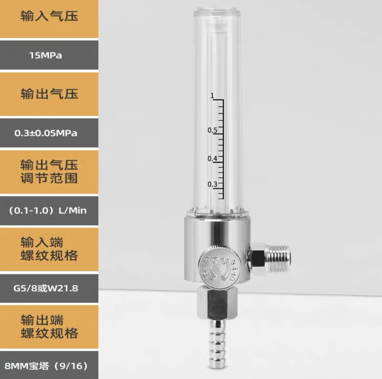 流量计单管双管压力减压器配件氩气表co2表甲烷1.5/5/10/15/25升-图0