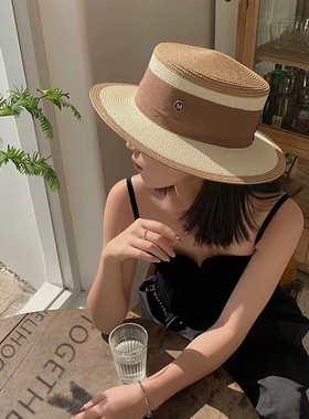 草帽小香款式女拼色赫本夏天