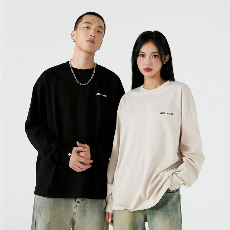 YKYB印花宽松简约休闲潮牌长袖T恤