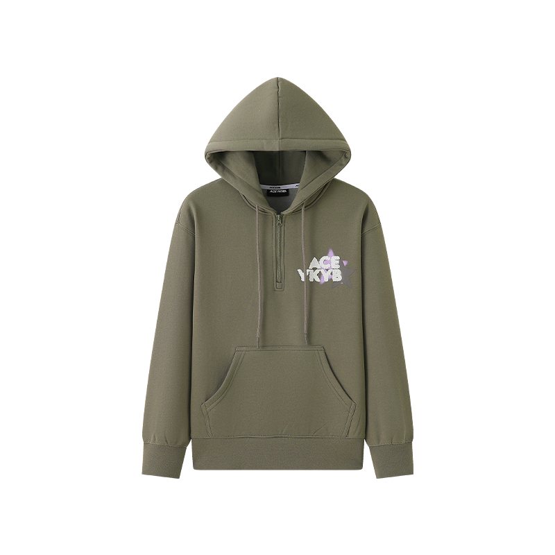 YKYB黄子韬冬连帽卫衣加绒潮拉链外套星星刺绣重磅落肩宽松帽衫 - 图3