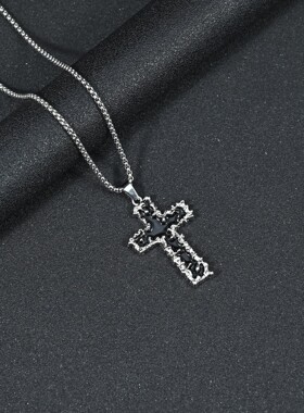 熔岩红色十字架吊坠项链男款