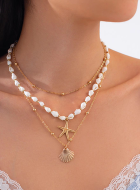 海星海螺仿珍珠项链女小众高级感