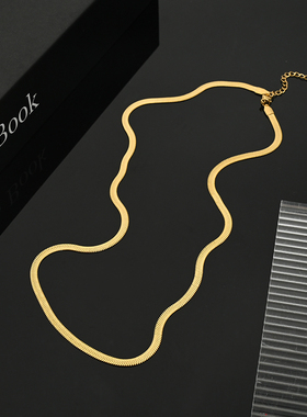 嘻哈金色蛇骨链项链男款高级感