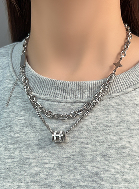 双层叠戴小蛮腰锁骨链项链女款