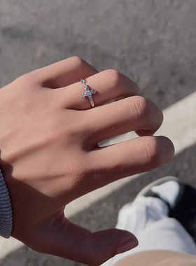 鸢尾花锆石戒指男女个性冷淡风