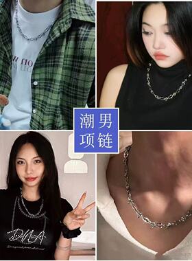 美式简约街头钛钢打结荆棘项链