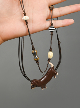 Dachshund腊肠狗狗项链女毛衣链