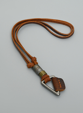 复古日式美拉德风皮质毛衣项链