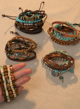 波西米亚复古串珠手链女款