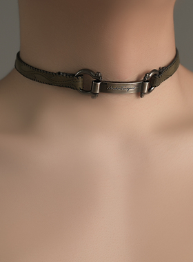 原创设计马蹄扣皮革金属项圈项链