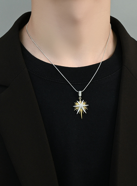 Vintage古着星芒镶钻吊坠项链