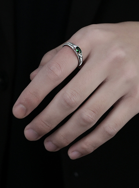 原创绿洲祖母绿男女食指戒指指环