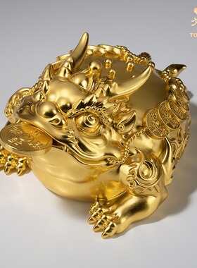 铜师傅全黄铜摆件《勇猛金蟾》