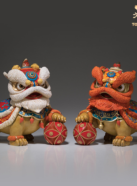 铜师傅 铜摆件《狮舞祥瑞》狮子客厅玄关乔迁开业新婚家居装饰品