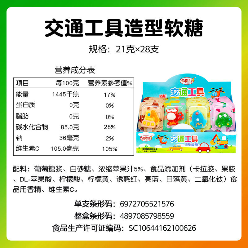 金稻谷交通工具造型软糖21g*28支/盒 儿童节日趣味休闲零食品糖果,淘宝优惠券,粉丝福利购,淘宝优惠卷