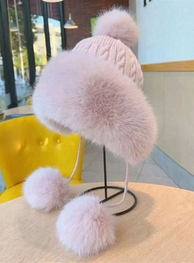 哈尔滨防寒帽子长白山东北雪乡旅游冬季零下暖毛绒帽子显脸小女.