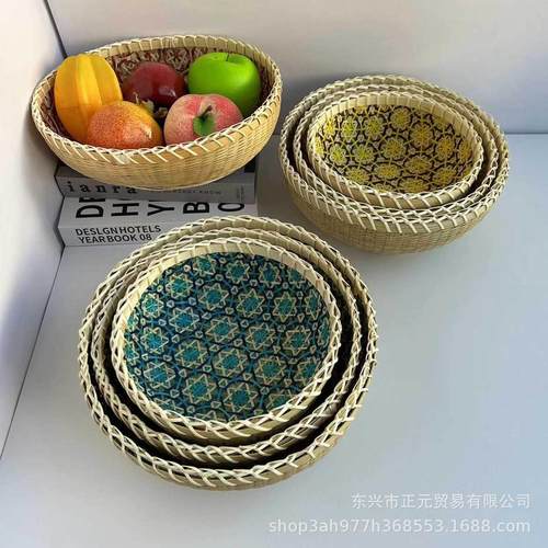 越南竹编篮竹簸箕家用竹编馒头筐水果竹篮农家竹制品收纳篮馒头筐 - 图0