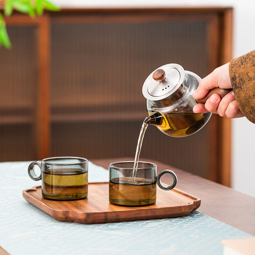 加厚玻璃泡茶壶耐高温茶具单壶泡茶家用客厅实木侧把冲茶器沏茶壶 - 图2