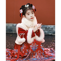 Hanfu Girl Beiyr Clothes Winter Season 2024 New Thickened Childrens Mati Dress New Year Chinese Lunar New Year Festive Clothes Winter Clothing