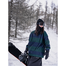 AWKA Veneer Ski Suit Woman Male style Loose American Striped Windproof Waterproof Outdoor Sports Snowy Blouse