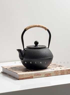 新中式铸铁茶壶摆件创意黑色金属茶具样板间售楼处展示柜软装陈设