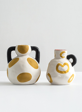 奶壶花器摆件陶瓷小众奶油风