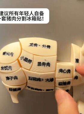 居家创意猪肉部位分割冰箱贴磁吸拼装解压玩具居家厨房装饰小摆件
