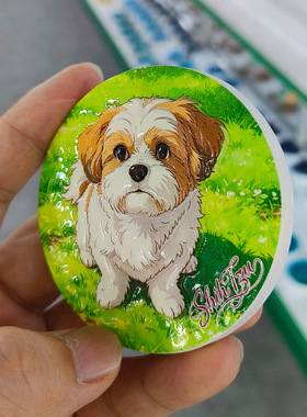 卡通3D西施犬冰箱贴家居装饰树脂立体浮雕文创可爱狗宠物纪念磁贴