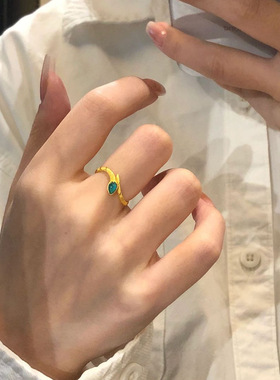 新中式蓝宝灵蛇戒指开口指环