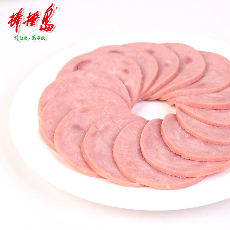 棒棰岛春和猪肉盐水火腿非鸡肉切片三文治早餐肠包装小香肠午餐肉_虎窝淘